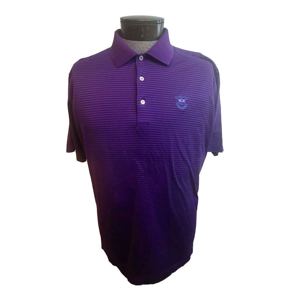 Peter Millar‎ Polo Shirt Forsyth Mens L  Purple Striped Short Sleeve No Size Tag